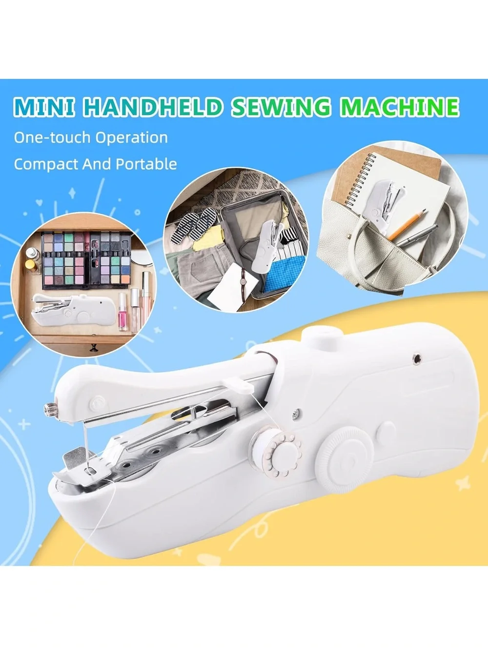 Portable Handheld Sewing Machine Kit Travel Quick Fix Sew Machine for Beginners